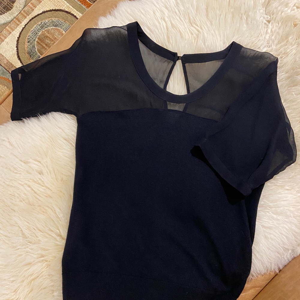 Lacoste women short sleeves blouse wool and silk mesh top